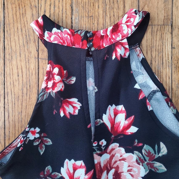 CLOSET CLOSING 7/31 No Boundaries Halter Neck Black Floral Dress Small - Picture 4 of 8